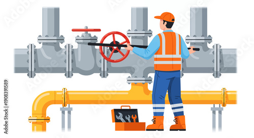 A male plumber fix the pipe, vector illustration design