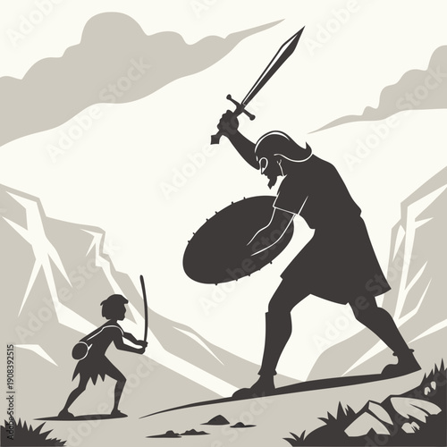 David et Goliath prêts pour un duel