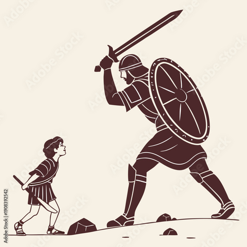 David et Goliath prêts pour un duel