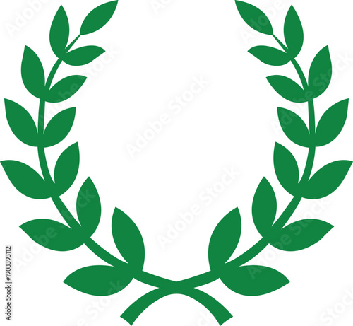 Illustration of green laurel wreath symbol for awards and achievements