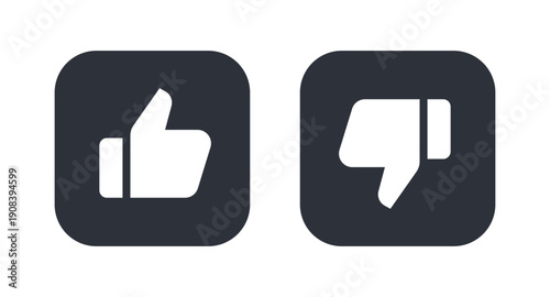 Thumbs Up and Thumbs Down Icons Set. Like and Dislike Symbol for Rating and Feedback.

