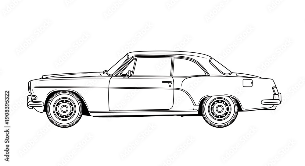 Fototapeta premium Vintage Coupe Car Side View