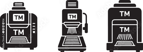 Black and white coffee machine with trademark symbol coffee maker espresso machine