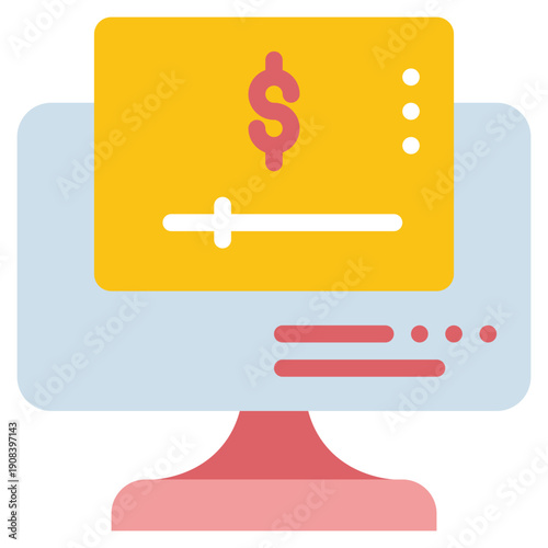 online media video creator income content flat style icon