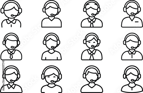 Customer support agent with multiple heads helping clients vector illustration flat design scalable graphic