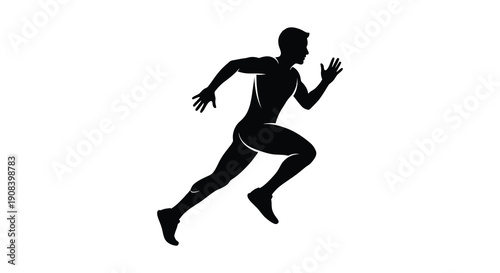 A dynamic silhouette depicts a male figure in mid run showcasing athletic movement and energy high quality professional detailed