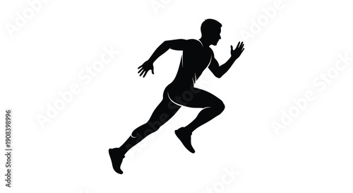 A stark silhouette depicts a person in mid stride energetically running forward with arms extended high quality professional detailed