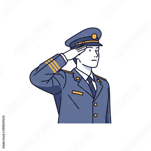 Police Officer Saluting in Uniform, Respectful Gesture, Law Enforcement, Official Duty