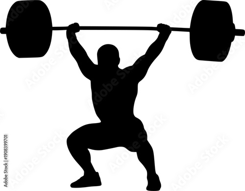 Weightlifting men silhouettes isolated on white background, Vector
