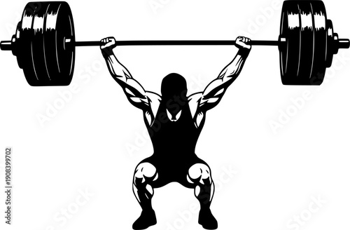 Weightlifting men silhouettes isolated on white background, Vector