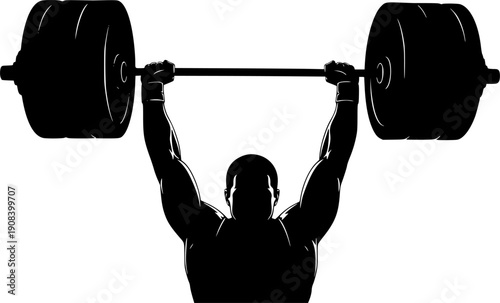 Weightlifting men silhouettes isolated on white background, Vector