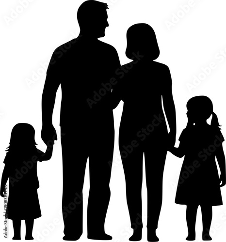 Isolated minimal black family silhouettes. Collection of family silhouettes on isolated background. Vector illustration