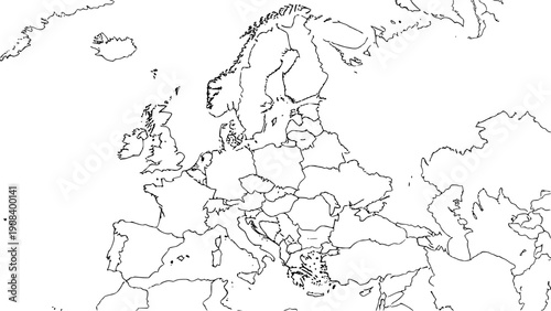 Sketch style Europe continent map on white background