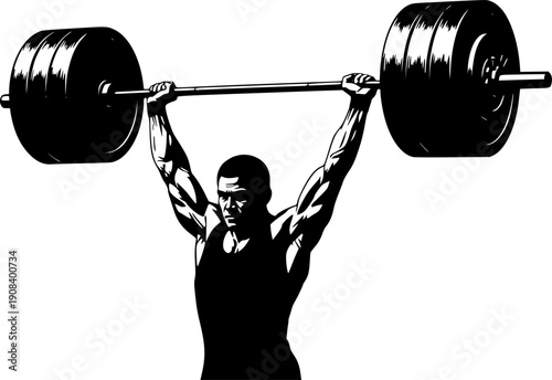 Weightlifting men silhouettes isolated on white background, Vector