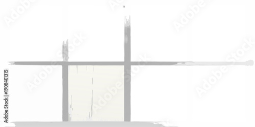 Abstract black and white composition featuring a window like structure