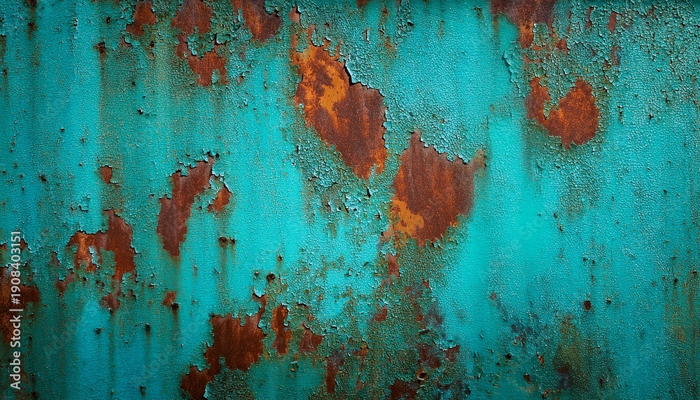 Obraz premium the rusted metal surface with turquoise patina and weathered textured abstract background