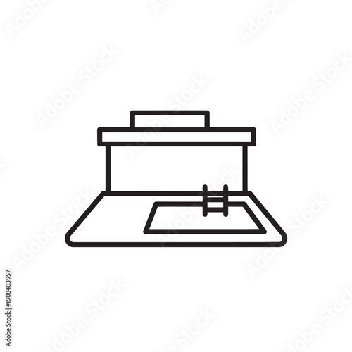 Black and white line of a kitchen faucet and sink