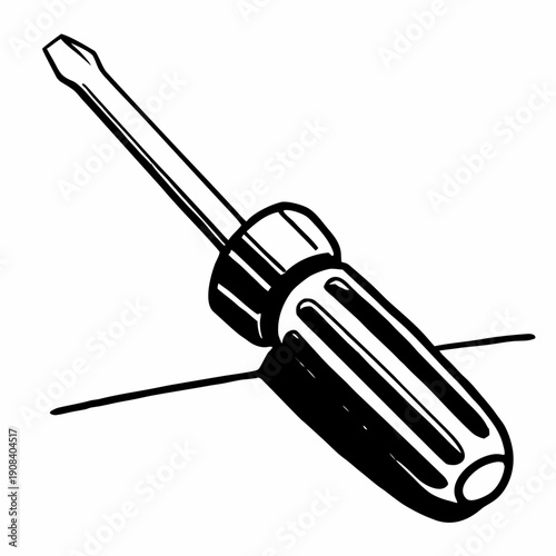 Black and white illustration of a flat-head screwdriver hand tool