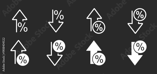 Percent arrows discount and pricing change icon vector illustration