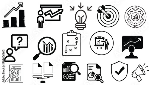 Business strategy and planning icons