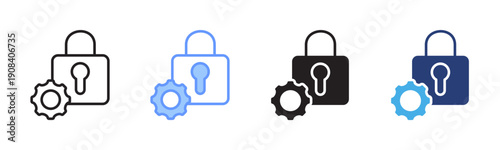 Padlock icon set multiple style collection