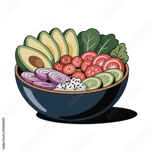 Vibrant bowl of fresh vegetables and fruits for healthy eating