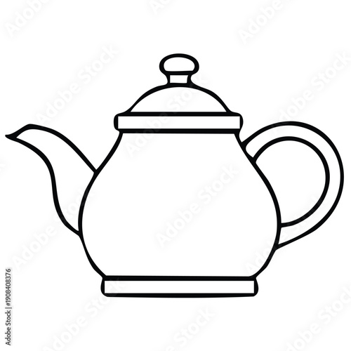 A simple, classic teapot rendered in a minimalist, line-art style.