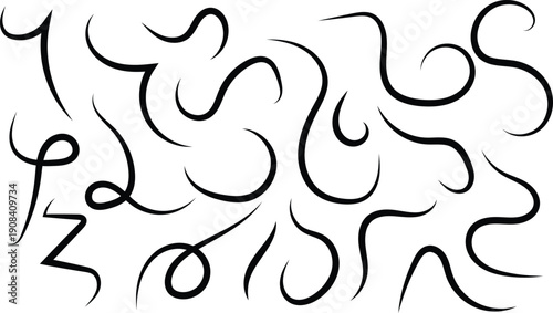 A collection of flowing black lines and graceful swirls suggesting paths and natural movement