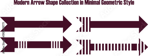 A collection of modern dark purple arrow shapes presented in a simple geometric minimalist style