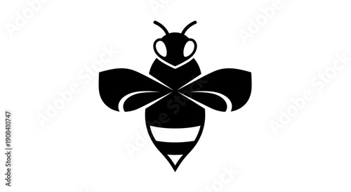 Black bee silhouette on white background
