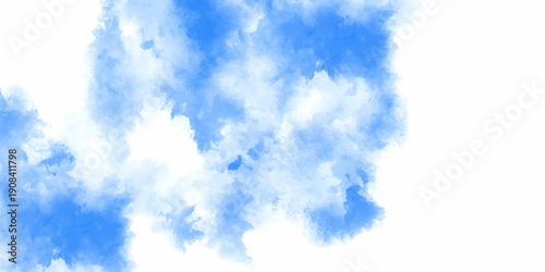 Image of colorful smoke plume and festive background. Realistic blue smoke or haze on a transparent background. abstract elegant hand painted watercolor background.