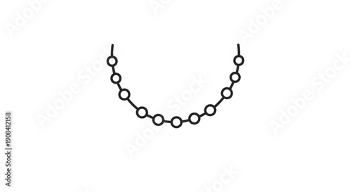Simple black chain necklace icon with circular links on white background minimalist jewelry design element