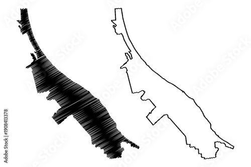 Roja Municipality (Republic of Latvia, Administrative divisions of Latvia, Municipalities and their territorial units) map vector illustration, scribble sketch Roja map