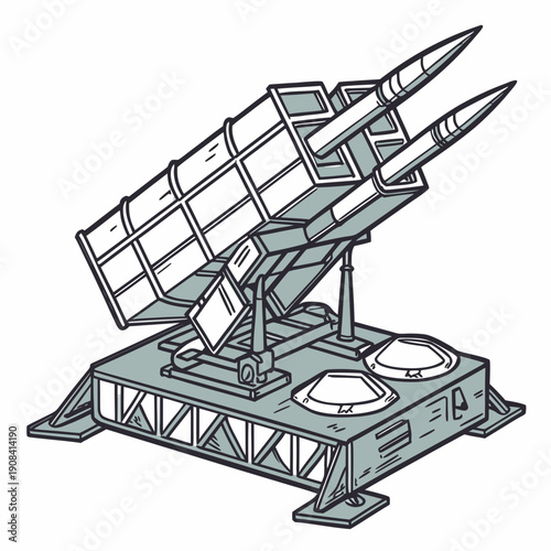 Drone missile launch pad with two missiles military