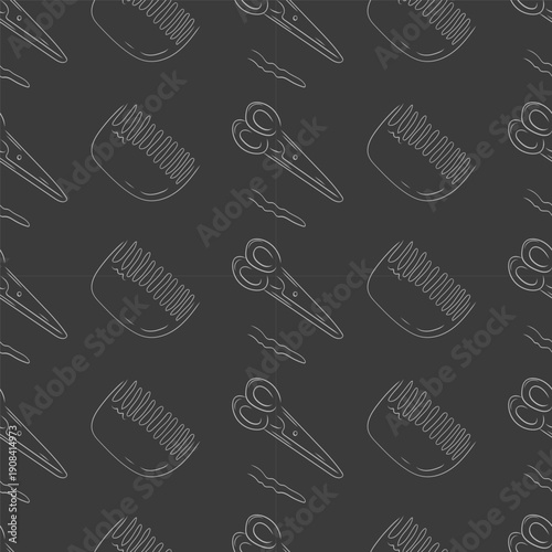 seamless pattern of barbershop equipment in doodle style