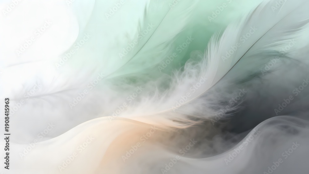 Obraz premium Soft Feathers Abstract Background, Light Delicate Texture, Pastel Colors, Elegant Swirls, Gentle Motion, Serene Beauty