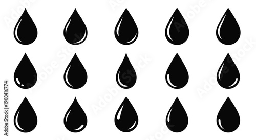 Black teardrop shapes arranged in a grid pattern on a white background