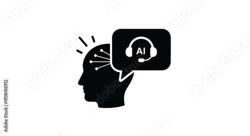 Artificial intelligence concept a human head with an ai chatbot icon