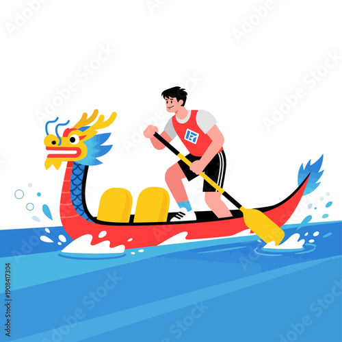 Illustration of the dragon boat racing event in sports competitions