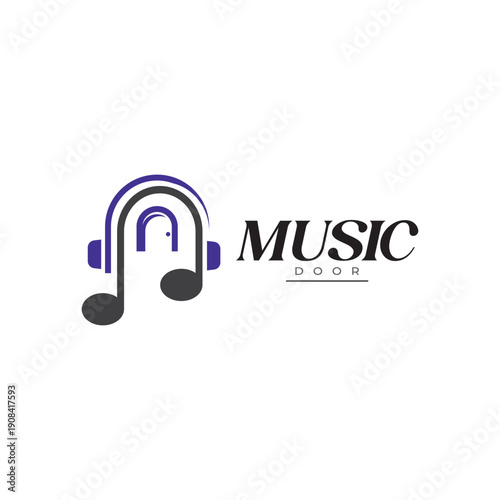 Music door logo vector template for podcast and songs for company or brand.