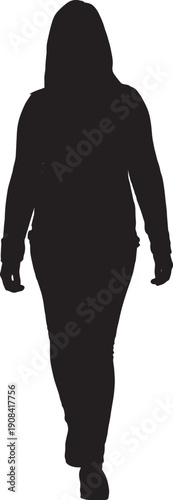 vector,silhouette of front view of a woman walking