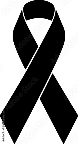 Profound black ribbon, a universal symbol of mourning, remembrance, and solidarity for loss and support