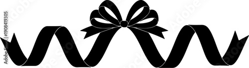 Graceful black ribbon and bow illustration for commemorative events, symbolic gestures, or decorative banners