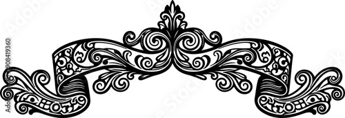 Elegant Vintage Scrollwork Banner with Ornate Flourishes and Decorative Design Element for Text