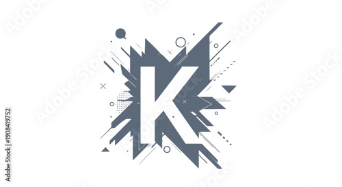 Abstract geometric design with a letter k modern graphic illustration