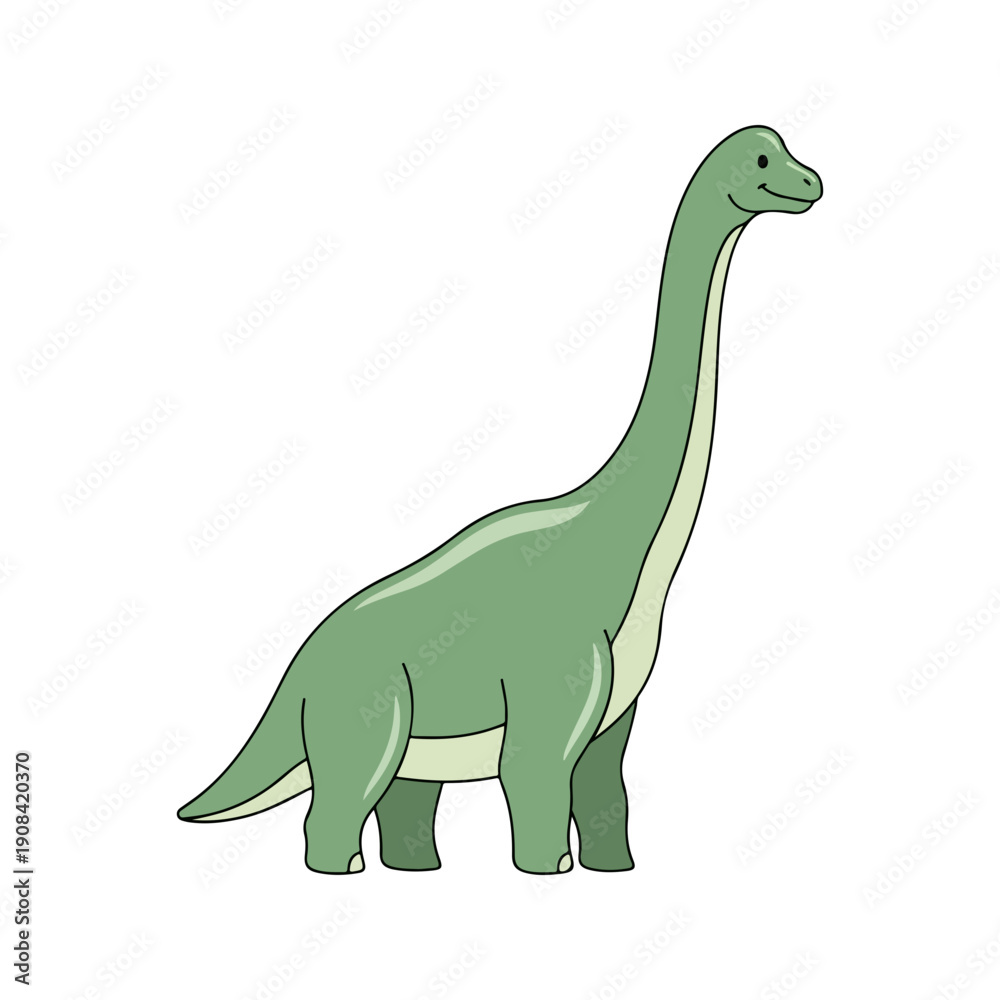 Fototapeta premium Friendly Brontosaurus Long Neck Dinosaur Cartoon Vector Isolated