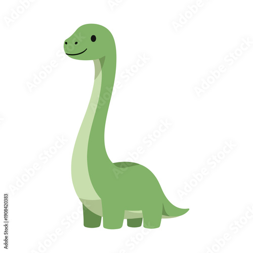 Cute Green Cartoon Dinosaur Vector Illustration