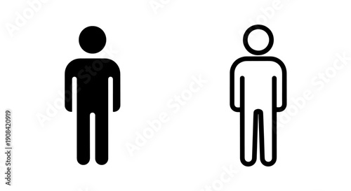 Male person icon - solid and outline versions