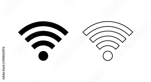 Wi-Fi signal waves icon - solid and outline