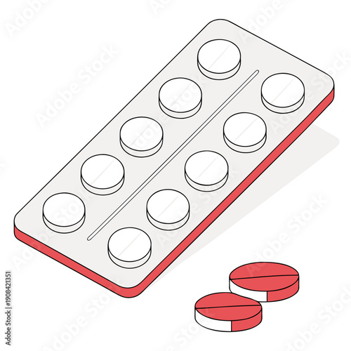 Medical Tablet Blister Pack Isolated on White Background